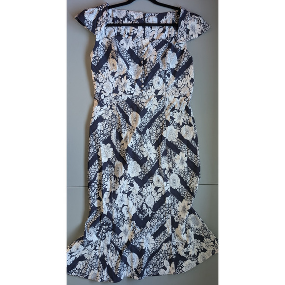 NWT Maeve The Cecily Fit & Flare Sweetheart Floral Dress Size L Navy #8G505 - Picture 2 of 10